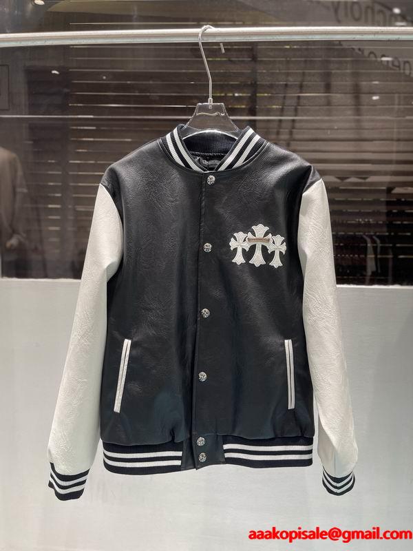 クロムハーツ スーパーコピー 高品質 モダン レザースタジャン ホワイトスリーブ CHROME HEARTS