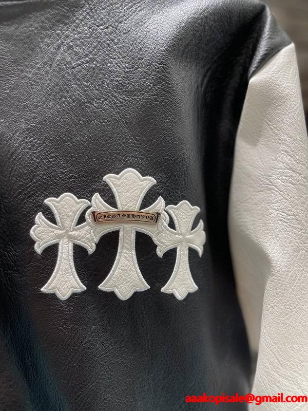 クロムハーツ スーパーコピー 高品質 モダン レザースタジャン ホワイトスリーブ CHROME HEARTS