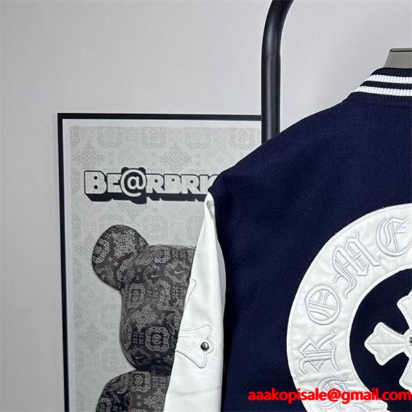 クロムハーツ 偽物 おしゃれ 重厚 レザースタジャン ブラック 入手困難 CHROME HEARTS