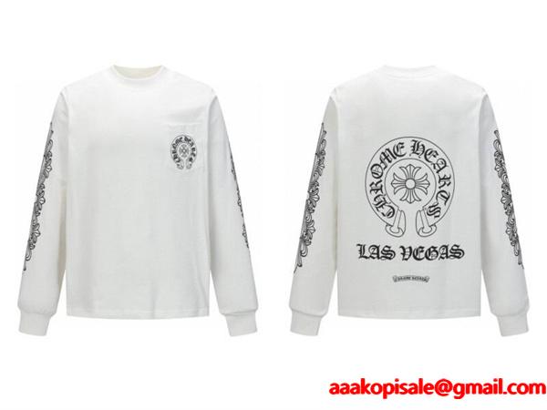 クロムハーツ コピー アーバンテイスト クールデザイン 長袖Tシャツ ラスベガスバックロゴ CHROME HEARTS