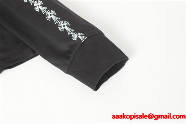 CHROME HEARTS コピー カジュアルリッチ モノトーンデザイン 長袖Tシャツ バッククロスロゴ クロムハーツ