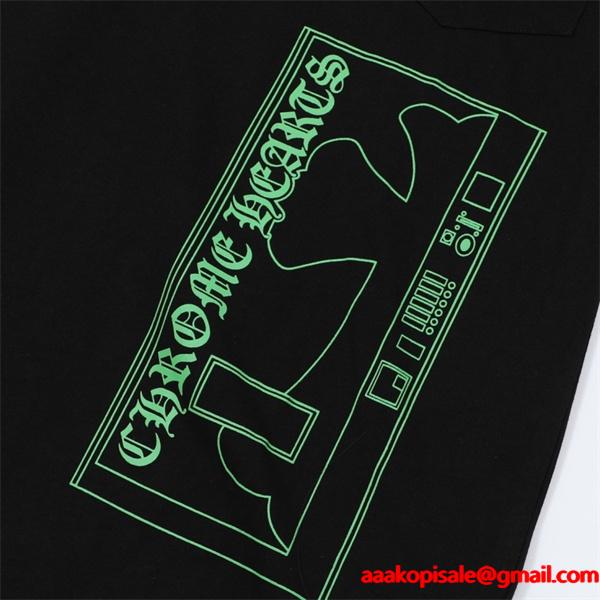 クロムハーツ 偽物 フレッシュ グラフィカル 長袖Tシャツ Aoyamaロゴプリント CHROME HEARTS