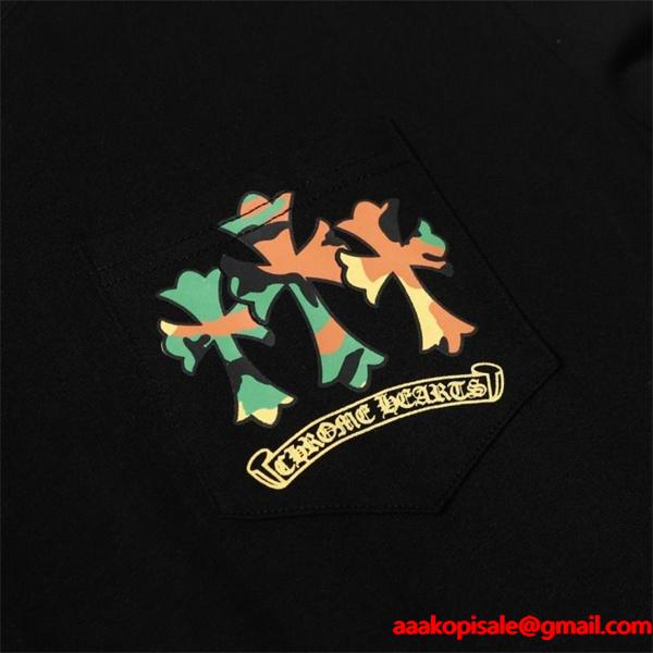 CHROME HEARTS コピー エネルギッシュ ポップアート風 長袖Tシャツ マルチカラーロゴ クロムハーツ