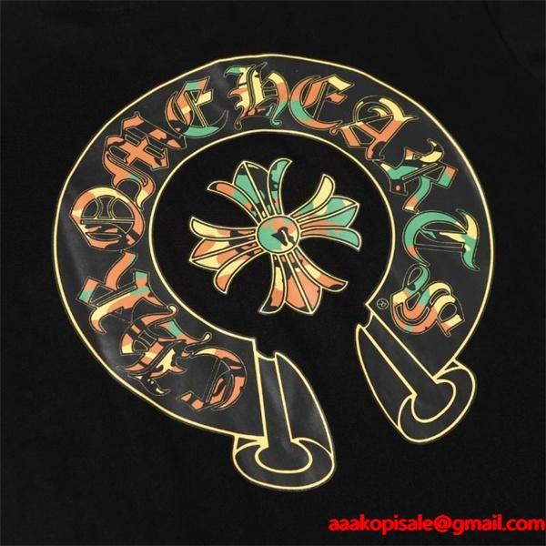 CHROME HEARTS コピー エネルギッシュ ポップアート風 長袖Tシャツ マルチカラーロゴ クロムハーツ