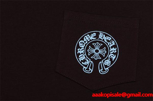CHROME HEARTS スーパーコピー クールライト ブルーアクセント 長袖Tシャツ クロスプリントデザイン クロムハーツ