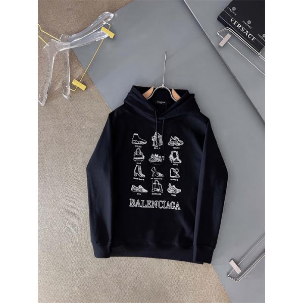 BALENCIAGA コピー パーカー ブラック スニーカーグラフィック プリント フーディ バレンシアガ 
