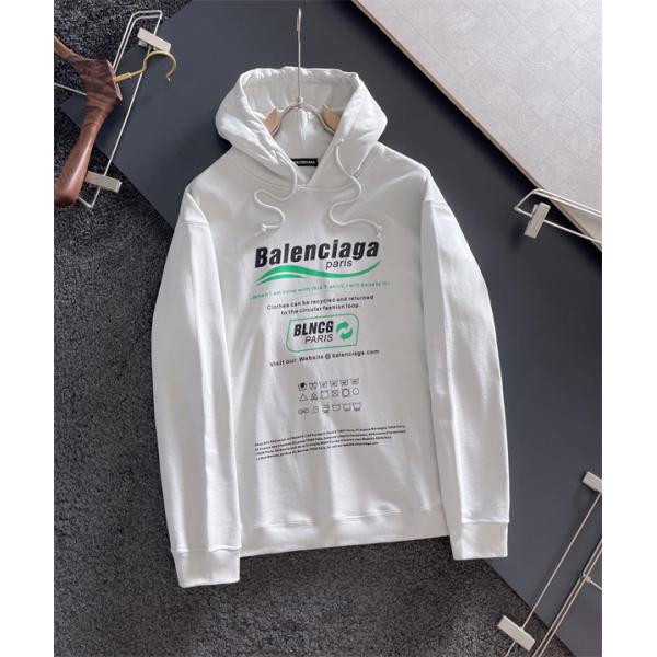 バレンシアガ コピー パーカー リサイクルプリント エコロジー風 フーディ 高品質 ストリート BALENCIAGA