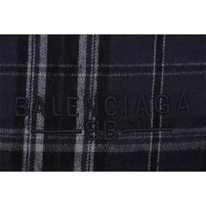 バレンシアガ コピー チェックパンツ ブルーグリッド パターン ゆったりフィット カジュアル 長ズボン BALENCIAGA