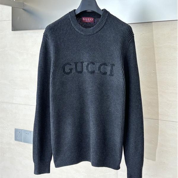 GUCCI 偽物 ロゴ入り クラシック リブ編み クルーネック ニット セーター カジュアル 長袖 グッチ