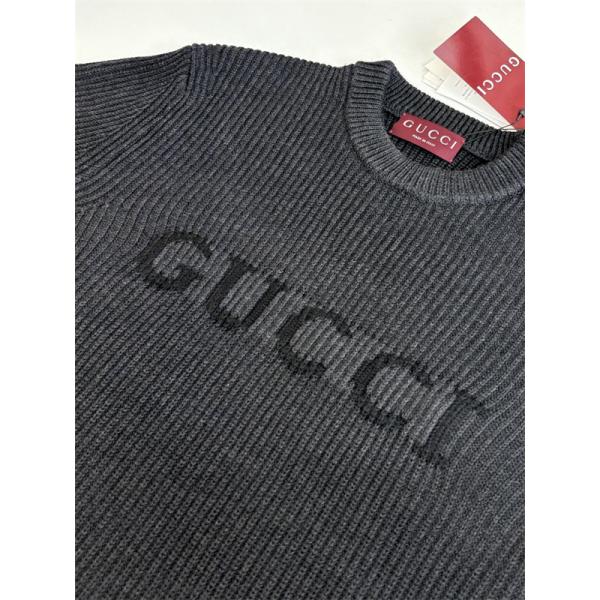 GUCCI 偽物 ロゴ入り クラシック リブ編み クルーネック ニット セーター カジュアル 長袖 グッチ