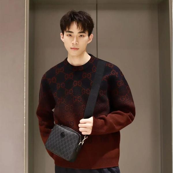 グッチ スーパーコピー グラデーション GG柄 クルーネック ニット セーター グリーン ブラック GUCCI