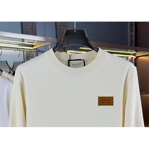 GUCCI スーパーコピー レザーパッチ ラウンドカラー スウェット パーカー シック ブラック グッチ