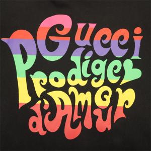 GUCCI スーパーコピー レインボーロゴ グラフィック スウェット パーカー カラフル ブラック グッチ