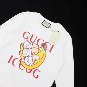 グッチ 偽物 人気爆発 ICCUG バナナキャット プリント スウェット トレーナー ホワイト おすすめ GUCCI