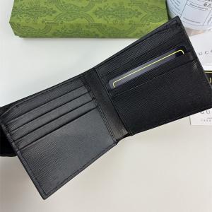 グッチ 偽物 二つ折り財布 キングスネークデザイン ブラックレザー シンプル メンズ人気 GUCCI