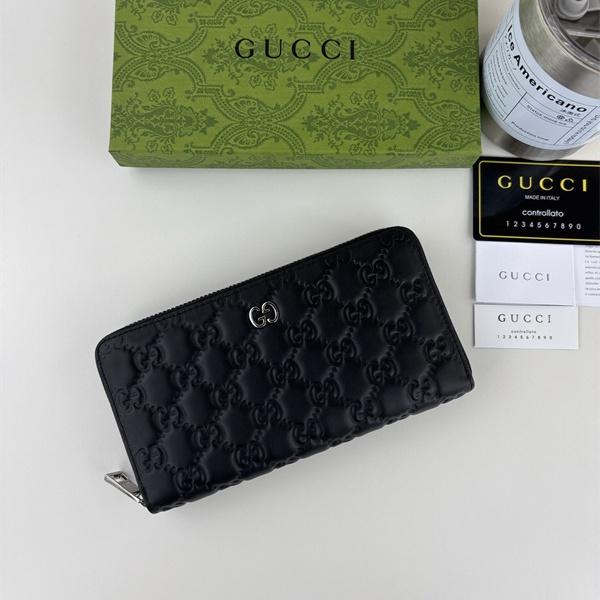 GUCCI コピー 長財布 マーモント GGロゴ型押し ブラックレザー 高品質 エレガントデザイン グッチ 