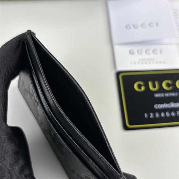 GUCCI スーパーコピー カードケース マーモント GGロゴ型押し ブラックレザー コンパクト グッチ