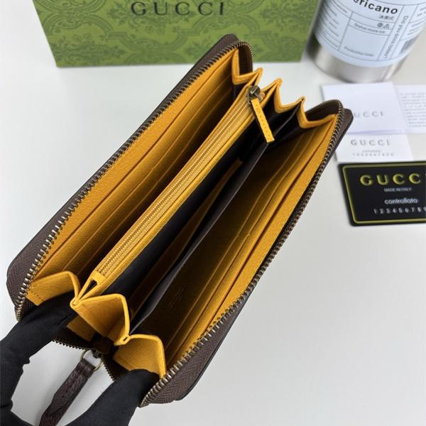 GUCCI コピー 長財布 GGスプリーム ブラウンレザー オーバルロゴ 高級感 上品 スタイリッシュ グッチ
