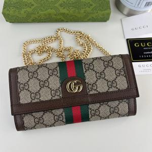 GUCCI コピー チェーンウォレット GGスプリーム ウェブライン ゴールドチェーン レガント グッチ