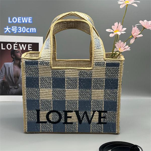 LOEWE コピー チェック柄 かごバッグ トート ストロー素材 ナチュラルデザイン ロエベ