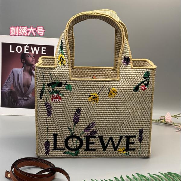 ロエベ スーパーコピー フラワー刺繍 かごバッグ トートバッグ 高品質 ストロー素材 モード系 LOEWE