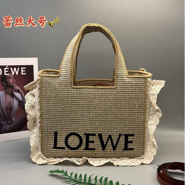 LOEWE コピー レース縁取り かごバッグ トート ナチュラル ストローバッグ 新登場 ロエベ