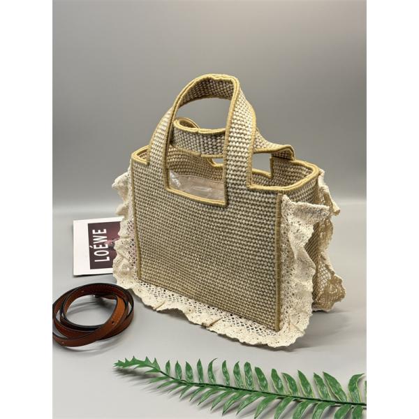 LOEWE コピー レース縁取り かごバッグ トート ナチュラル ストローバッグ 新登場 ロエベ