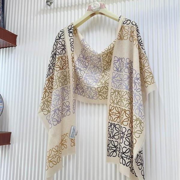 ロエベ コピー アナグラム モチーフ シルク ウール リバーシブル 華やか 上質 スカーフ LOEWE