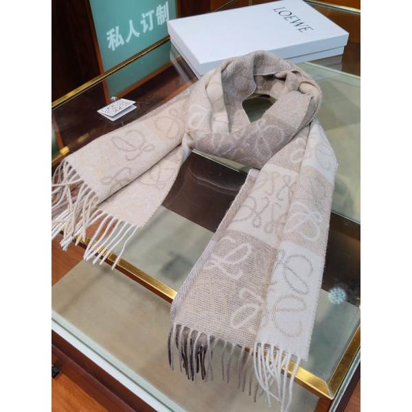 ロエベ コピー アナグラム チェック デザイン ウール ブレンド シック クラシック マフラー LOEWE