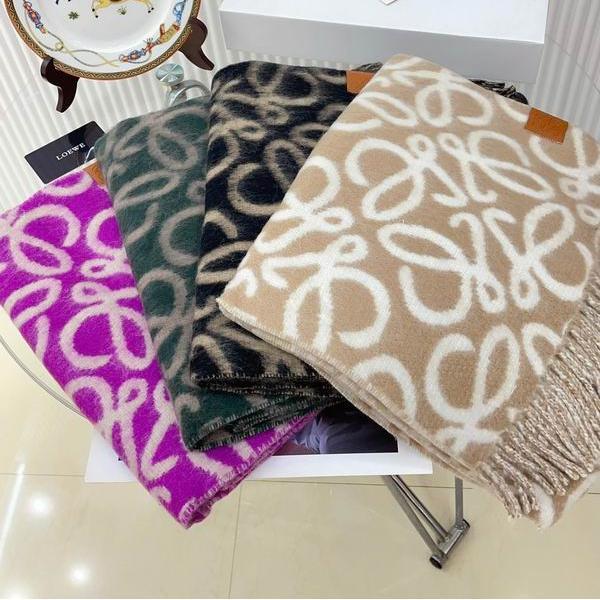 LOEWE 偽物 アナグラム モヘア ウール ブレンド 柔らか 上品 カラフル マフラー ロエベ