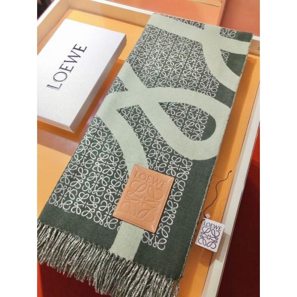 LOEWE コピー アナグラム ブロック デザイン ジャカード ウール シルク ブレンド エレガント マフラー ロエベ