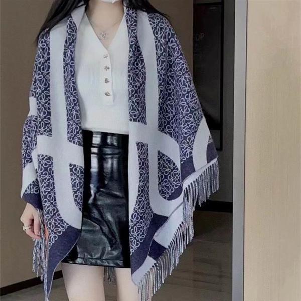 ロエベ 偽物 アナグラム ジャカード ウール シルク ブレンド ビッグ ロゴ デザイン モダン マフラー LOEWE