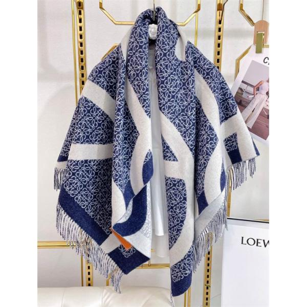 ロエベ 偽物 アナグラム ジャカード ウール シルク ブレンド ビッグ ロゴ デザイン モダン マフラー LOEWE