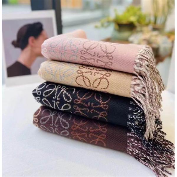 ロエベ コピー アナグラム フリンジ デザイン ウール カシミヤ ブレンド ソフト エレガント マフラー LOEWE