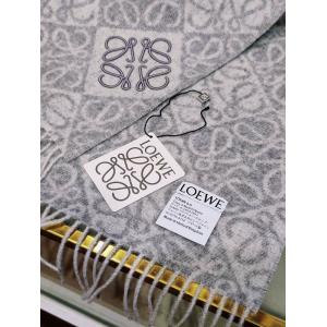 LOEWE 偽物 アナグラム モノトーン デザイン ウール ブレンド シック クラシック マフラー ロエベ