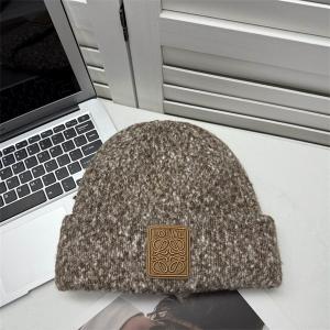 LOEWE コピー アナグラム レザー パッチ ウール ブレンド クラシック モダン ニット帽 ロエベ