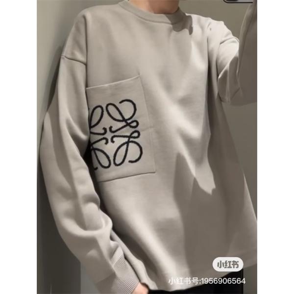 2025秋冬 ロエベ LOEWE 偽物 セーター グレーロゴデザイン シンプルで高級感ある一枚