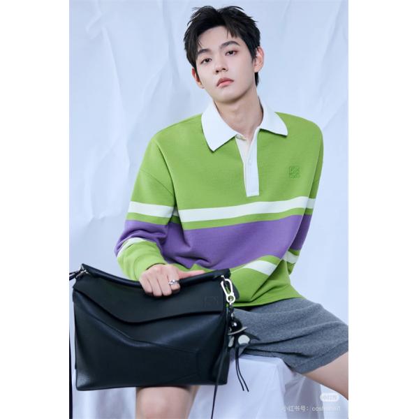 注目カラー コピー ポロシャツ オレンジネイビー ストリートモード新作 LOEWE ロエベ