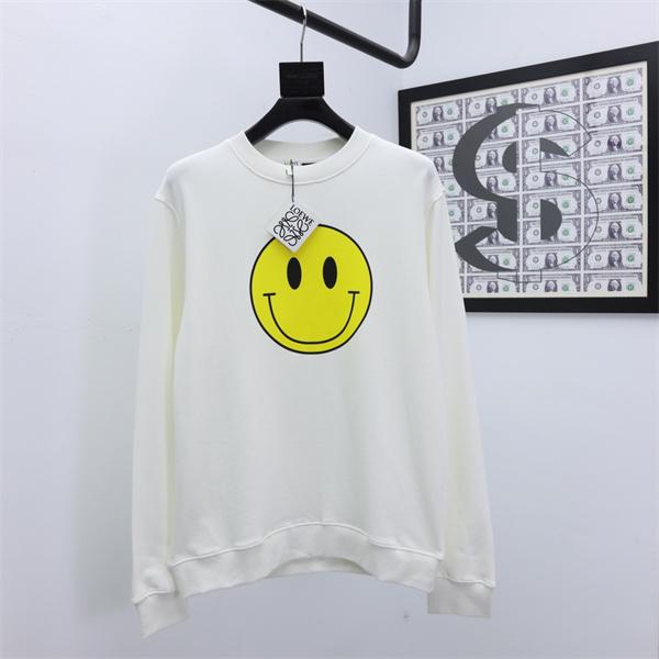 LOEWE ロエベ コピー パーカー ホワイトスマイルプリント 秋冬に映えるカジュアルデザイン