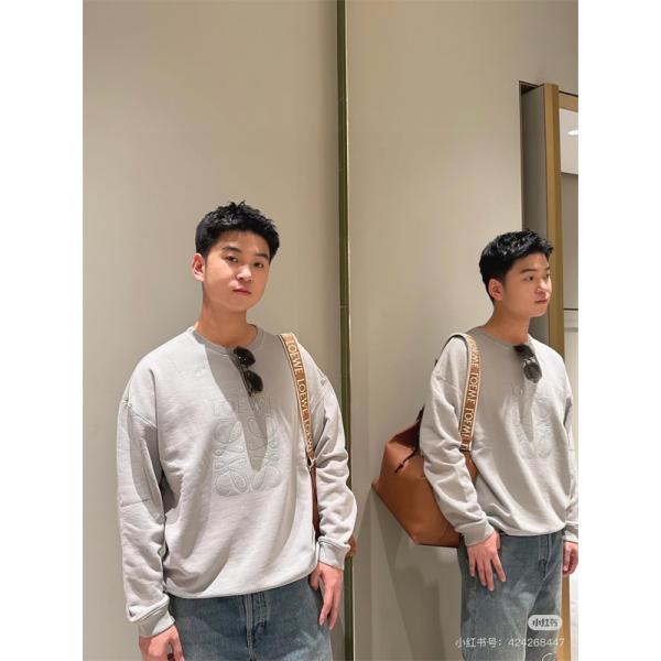 2025秋冬 ロエベ LOEWE コピー パーカー グレー刺繍ロゴ 高品質で洗練された着こなし