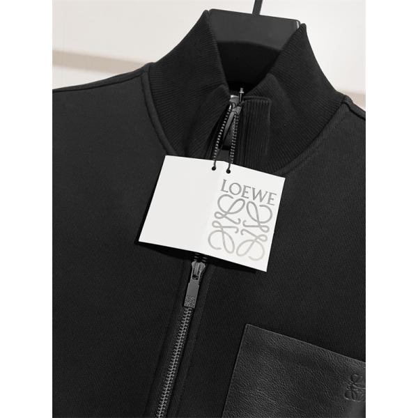 LOEWE 偽物 ジャケット ロエベ ブラックレザーポケット 高品質シンプルデザイン