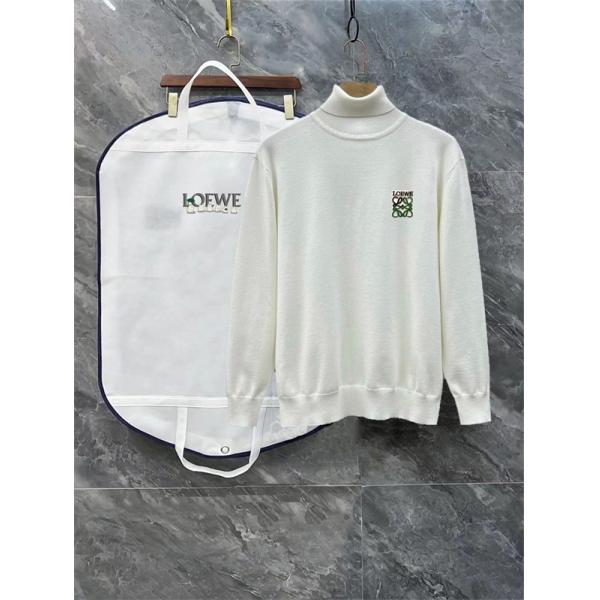 ロエベ LOEWE 偽物 タートルネックニット グリーンロゴ刺繍 魅力的で洗練された高級ウールセーター