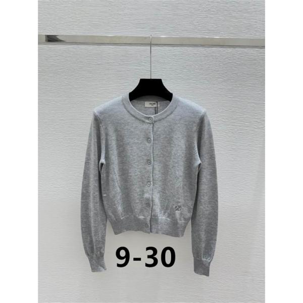 CELINE コピー 上品でクラシカルなグレー セリーヌ シンプル カーディガン 2025冬コーデ