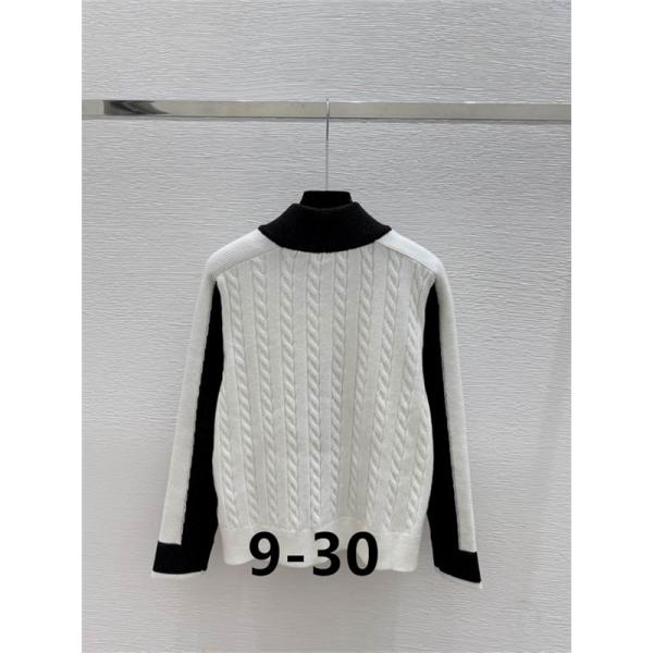 モノトーンが洗練された印象 ブラック×ホワイト セリーヌ CELINE 偽物 ジップアップ ケーブルニット