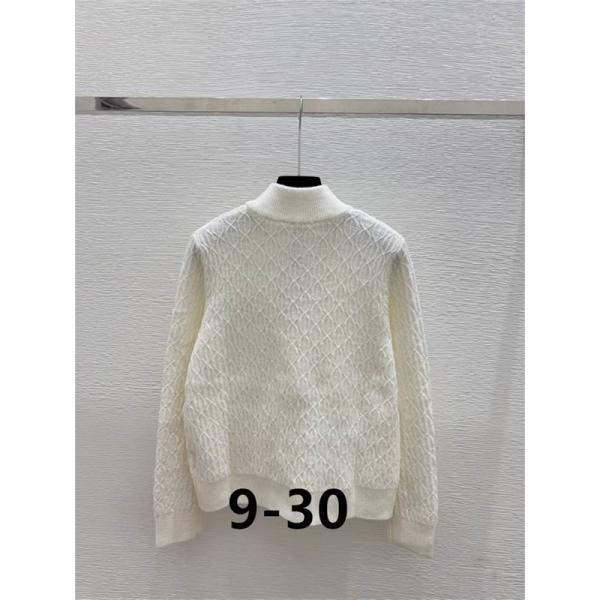 CELINE コピー エレガントなホワイト×ピンク セリーヌ ダイヤ柄 ジップカーディガン