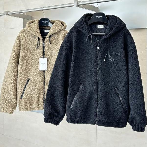 2025秋冬新作 ふんわりモカ×ブラック スーパーコピー ボアパーカー ジャケット セリーヌ CELINE