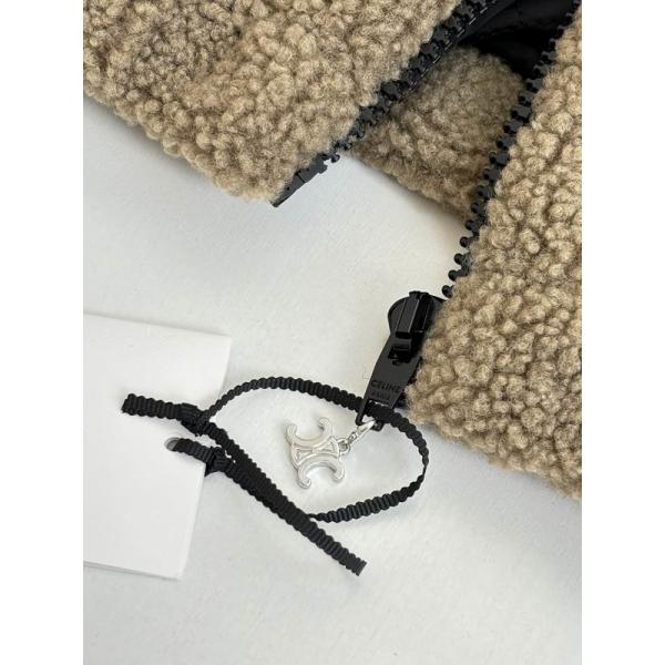 2025秋冬新作 ふんわりモカ×ブラック スーパーコピー ボアパーカー ジャケット セリーヌ CELINE