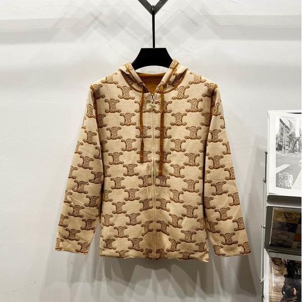 最新コレクション クラシックブラウン セリーヌ CELINE 偽物 トリオンフ総柄 ジップアップ パーカー