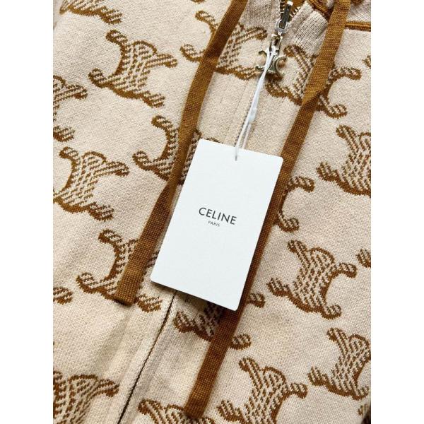 最新コレクション クラシックブラウン セリーヌ CELINE 偽物 トリオンフ総柄 ジップアップ パーカー