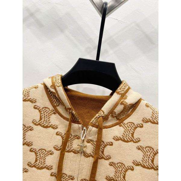 最新コレクション クラシックブラウン セリーヌ CELINE 偽物 トリオンフ総柄 ジップアップ パーカー